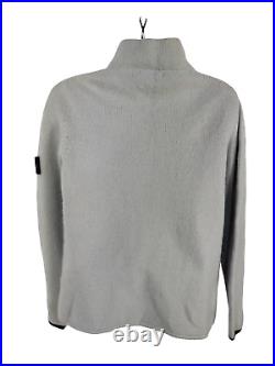 Mens Stone Island Size Medium M Grey Funnel Neck Knitted Jumper Sweater Pullover