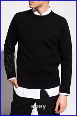 Mens Sweater Jumper Fendi Top Size UK 48 M 94% Wool FF Logo Black