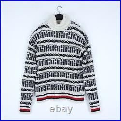 Mens TOMMY HILFIGER Jumper Medium Size Striped Wool Pullover Sweater