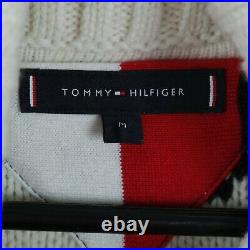 Mens TOMMY HILFIGER Jumper Medium Size Striped Wool Pullover Sweater