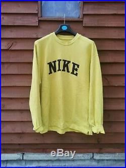 Mens Vintage Nike Sweatshirt Spell Out Logo Sweater Yellow Medium White Label