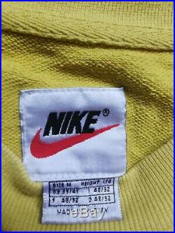 Mens Vintage Nike Sweatshirt Spell Out Logo Sweater Yellow Medium White Label