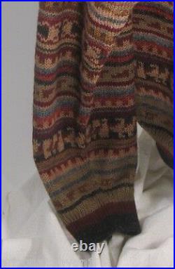 Mens Waliki 100% Alpaca Hand Loomed Multi-Colored Crewneck Sweater Sz Medium NWT