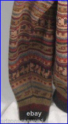 Mens Waliki 100% Alpaca Hand Loomed Multi-Colored Crewneck Sweater Sz Medium NWT