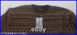 Mens Waliki 100% Alpaca Hand Loomed Multi-Colored Crewneck Sweater Sz Medium NWT