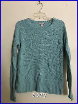 Merona Size M Teal Blue Cotton Wool Blend Women Knit Sweater Top Blouse