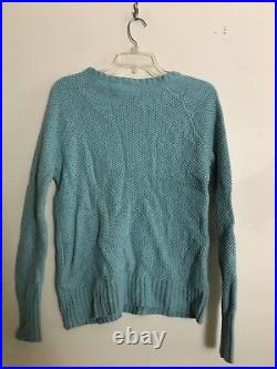 Merona Size M Teal Blue Cotton Wool Blend Women Knit Sweater Top Blouse