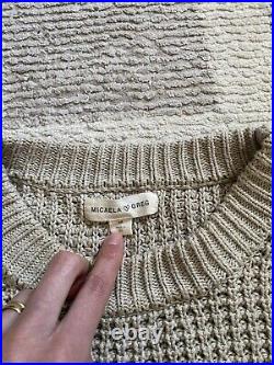 Micaela Greg Waffle Sweater In Aloe Sz M