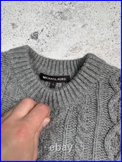 Michael Kors Cable Knit Sweater Jumper Pullover Grey Size M Casual