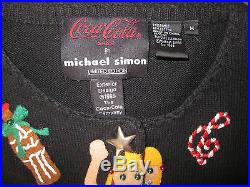 Michael Simon Ultra Rare Coca Cola Coke Christmas Sweater M Medium Beaded World