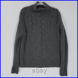 Michelle Smith Sweater Womens Medium Gray Stacey Cable Knit Cashmere Turtle Neck
