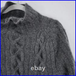 Michelle Smith Sweater Womens Medium Gray Stacey Cable Knit Cashmere Turtle Neck