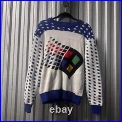 Microsoft Windows 95 Sweater Mens Medium Retro Ugly Christmas Holiday Knit Logo