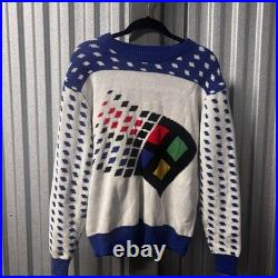 Microsoft Windows 95 Sweater Mens Medium Retro Ugly Christmas Holiday Knit Logo