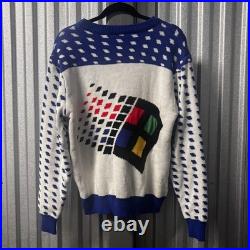Microsoft Windows 95 Sweater Mens Medium Retro Ugly Christmas Holiday Knit Logo