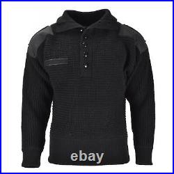 Mil-Tec Brand Sweater Austrian Army style Alpine Pullover Knit Men Black Wool