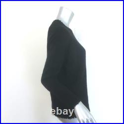 Minnie Rose Cashmere Frayed Edge Crew Sweater Black Size Medium Minnie Rose Cashmere Frayed Edge Crew Sweater Black Size Medium