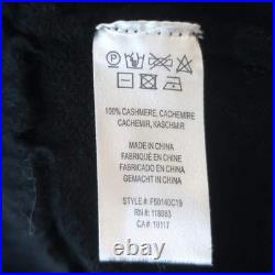 Minnie Rose Cashmere Frayed Edge Crew Sweater Black Size Medium