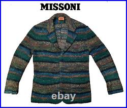 Missoni Men's Multi-Striped Three-Pocket Knitted Wool Cardigan Coat Jacket