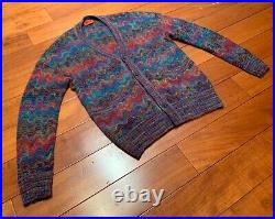 Missoni Men's Multicolor Wave ZigZag Pattern Wool Cardigan Jacket