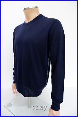 Missoni Mens Knit Wool Jumper Sweater Size M Medium Navy Blue Long Sleeve