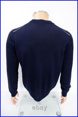 Missoni Mens Knit Wool Jumper Sweater Size M Medium Navy Blue Long Sleeve