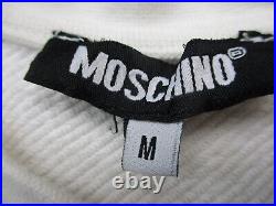 Moschino Jumper Womans Medium White Crew Neck Safety Pin Teddy Bear Logo Sweater