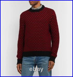 Mr P Men's Wool Intarsia Heavy Chunky Jacquard Knit Crewneck Sweater M Italy