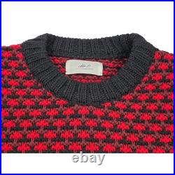 Mr P Men's Wool Intarsia Heavy Chunky Jacquard Knit Crewneck Sweater M Italy