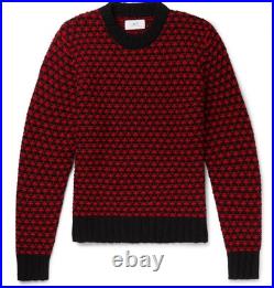 Mr P Men's Wool Intarsia Heavy Chunky Jacquard Knit Crewneck Sweater M Italy