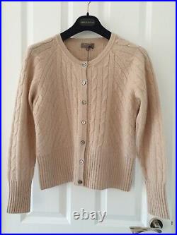 N. PEAL 100% Cashmere Cable Cardigan in Camel M 50% OFF RRP BNWOT