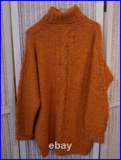 N. PEAL Men's 4 Ply Cashmere Turtleneck Jumper XL Roll Neck Orange Sweater