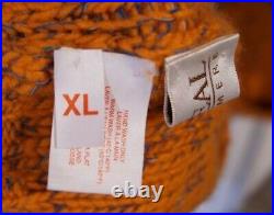 N. PEAL Men's 4 Ply Cashmere Turtleneck Jumper XL Roll Neck Orange Sweater