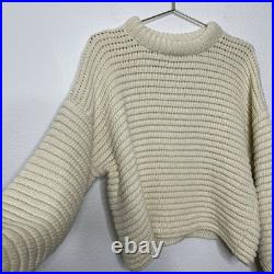 NA NIN Sweater Medium Chunky Knit Pima Cotton Pullover Balloon Sleeve Luxury
