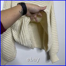 NA NIN Sweater Medium Chunky Knit Pima Cotton Pullover Balloon Sleeve Luxury