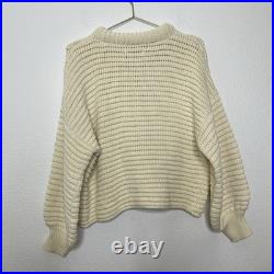 NA NIN Sweater Medium Chunky Knit Pima Cotton Pullover Balloon Sleeve Luxury