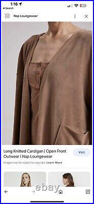 NAP Loungewear Cardigan Super Soft Fleece Long Knitted Rosy Brown Oversized Med