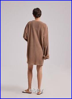 NAP Loungewear Cardigan Super Soft Fleece Long Knitted Rosy Brown Oversized Med