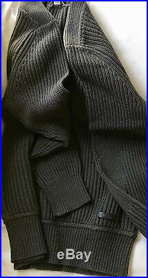 NEW Burberry Brit Wool Cashmere Sweater Modern V Neck, Dark Olive $650 MEDIUM