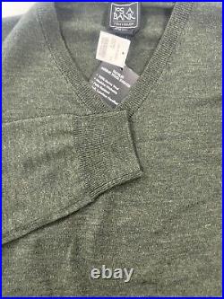 NEW FALL/WINTER Jos A. Bank Men's Olive Green Merino Wool Sweater M $148