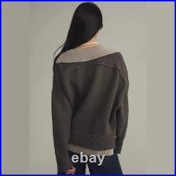 NEW Maeve Sizes M, L Women's Layered Polo V- Neck Sweater Grey