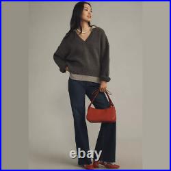 NEW Maeve Sizes M, L Women's Layered Polo V- Neck Sweater Grey