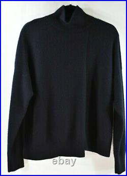 NEW Vince Stepped Hem Wool & Cashmere Turtleneck Sweater in Navy Size M #S3164