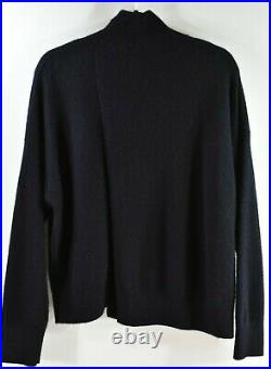 NEW Vince Stepped Hem Wool & Cashmere Turtleneck Sweater in Navy Size M #S3164