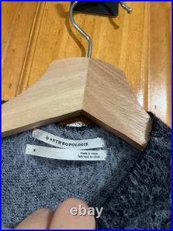 NWOT Anthropologie Grey and Purple Carys Mock-Neck Fuzzy Floral Sweater Size Med