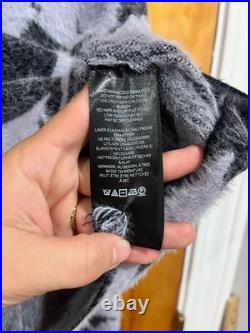 NWOT Anthropologie Grey and Purple Carys Mock-Neck Fuzzy Floral Sweater Size Med