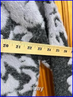 NWOT Anthropologie Grey and Purple Carys Mock-Neck Fuzzy Floral Sweater Size Med