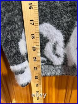 NWOT Anthropologie Grey and Purple Carys Mock-Neck Fuzzy Floral Sweater Size Med