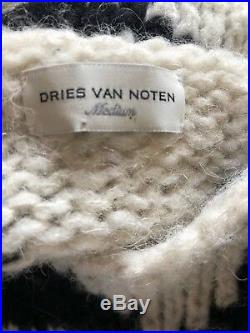 NWOT DRIES VAN NOTEN Knit Wool Sweater Size Medium Black/White