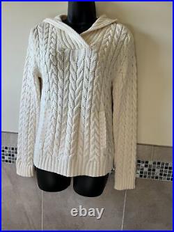 NWOT RALPH by RALPH LAUREN Ivory Thick Cable Knit Sweater Hood SZ M